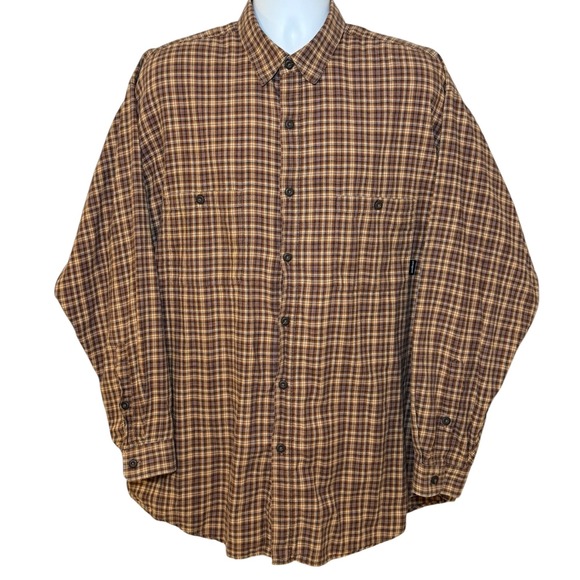 Patagonia Organic Cotton Brown Plaid Shirt Mens XL Button Up Long Sleeve - Picture 2 of 8
